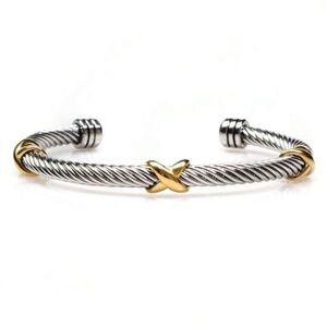 Classic Stainless steel 5mm cable wire cuff Bangle Bracelet simple